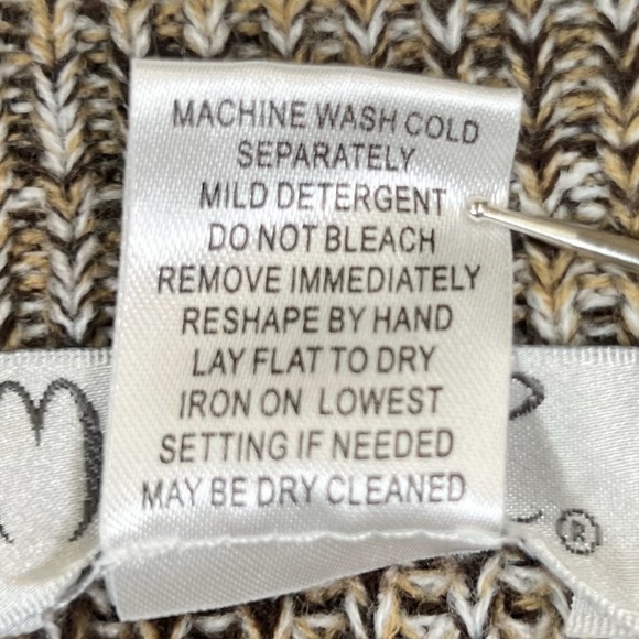 MAGGY L Scoop Neck Cuffed Sleeve A-Line Marled Sweater Dress Neutral Fall Size L - Picture 10 of 13